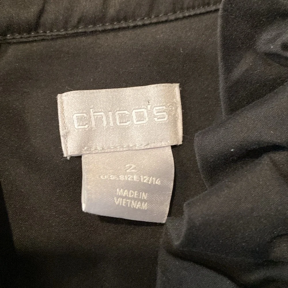 Chicos Long Sleeve Black Button Down Blouse, size 12/14 - Picture 5 of 6